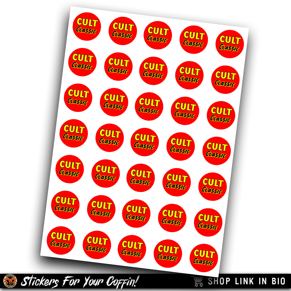 Cult Classic Section Sticker Sheet! 1 sheet of Thirty-five (35) 3/4" vinyl stickers!