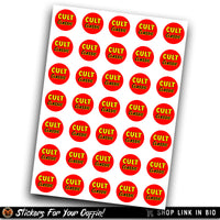 Cult Classic Section Sticker Sheet! 1 sheet of Thirty-five (35) 3/4" vinyl stickers!