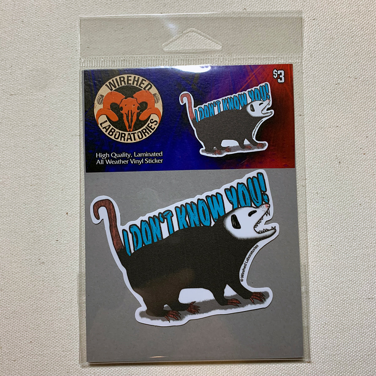 "I don't Know You!" Screaming Possum Vinyl Sticker!