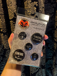 Funeral In Progress 5 Pinback Button Set.