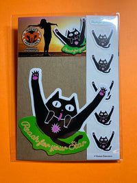 Reach for your Star! Gross Cat STICKER Set! Funny Motivational Cat!