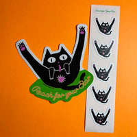 Reach for your Star! Gross Cat STICKER Set! Funny Motivational Cat!