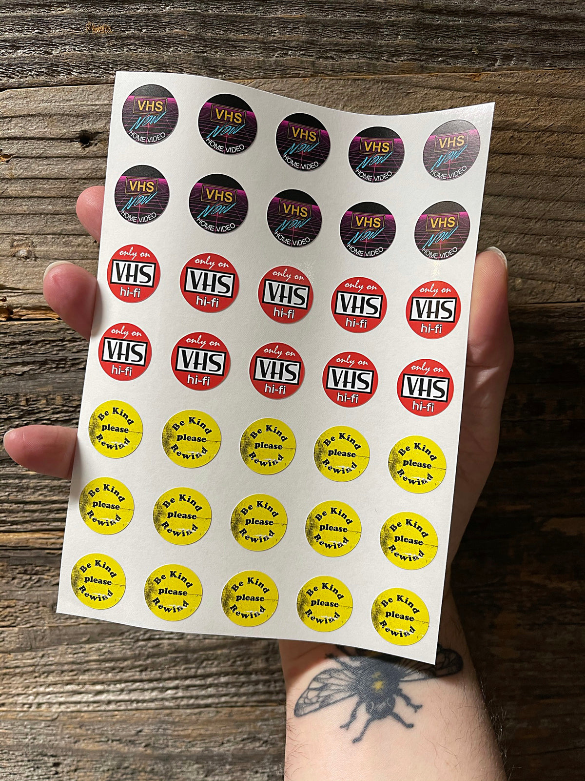 VHS Sticker Sheet! 1 sheet of Thirty-five (35) 3/4" vinyl stickers!