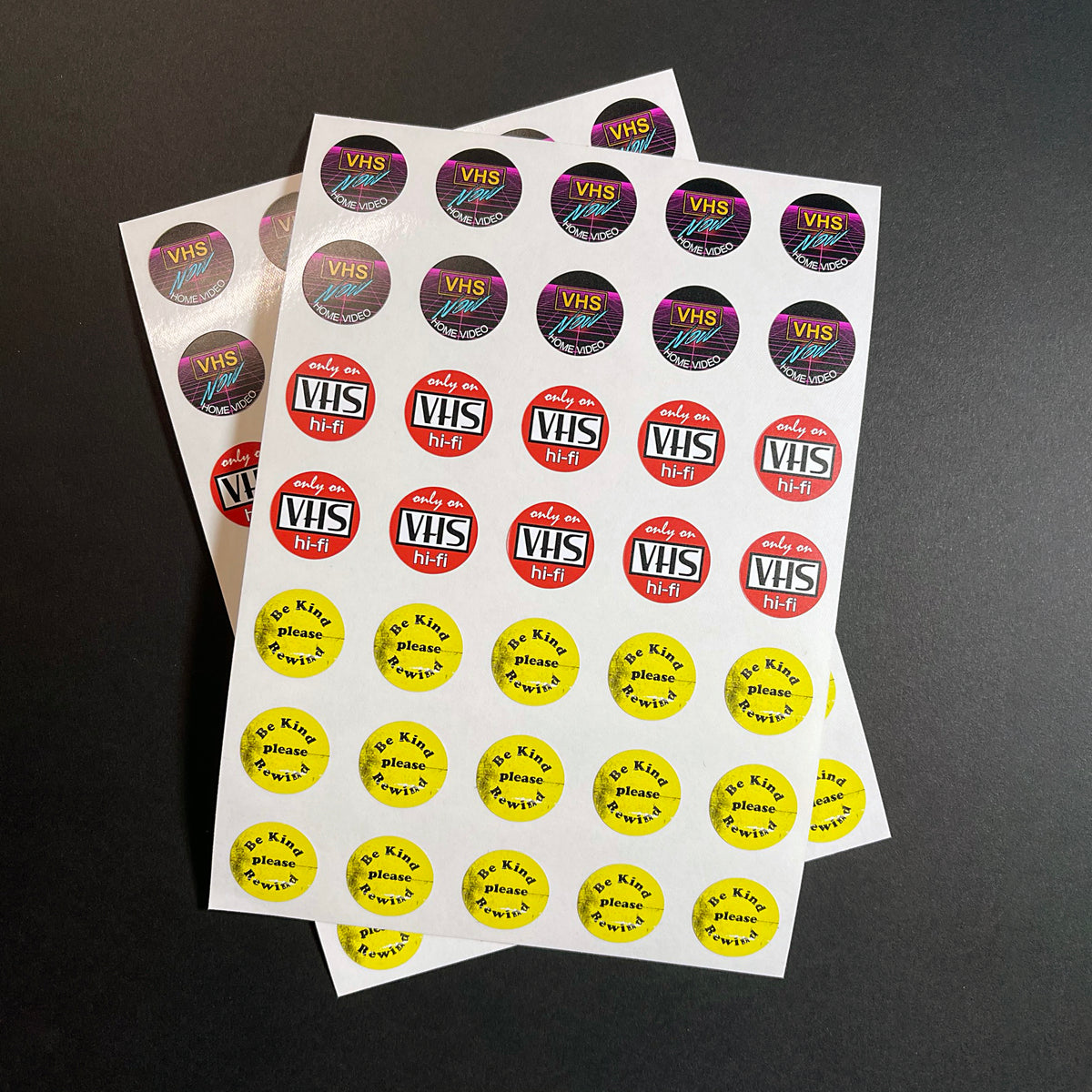 VHS Sticker Sheet! 1 sheet of Thirty-five (35) 3/4" vinyl stickers!