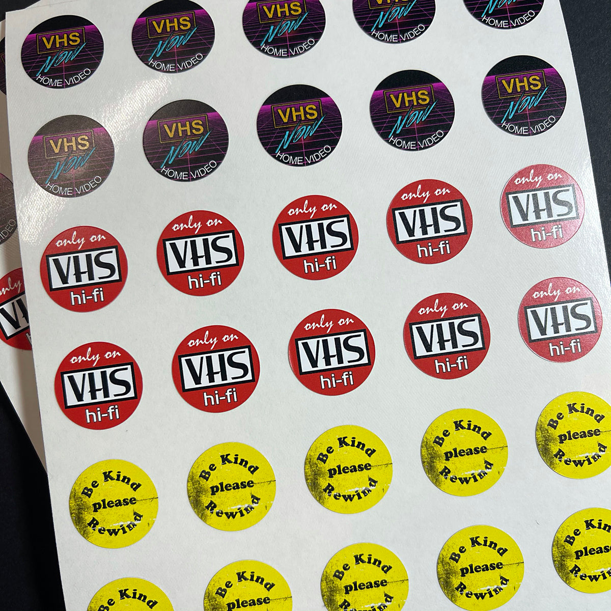 VHS Sticker Sheet! 1 sheet of Thirty-five (35) 3/4" vinyl stickers!