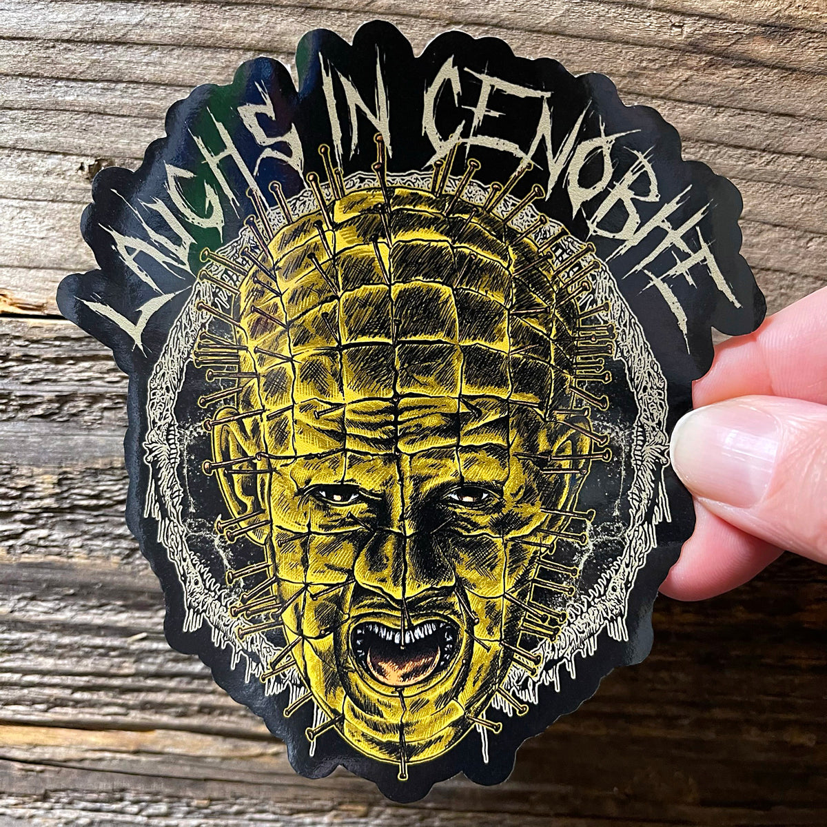 Laughs in Cenobite Sticker- Pinhead LARGE Version!