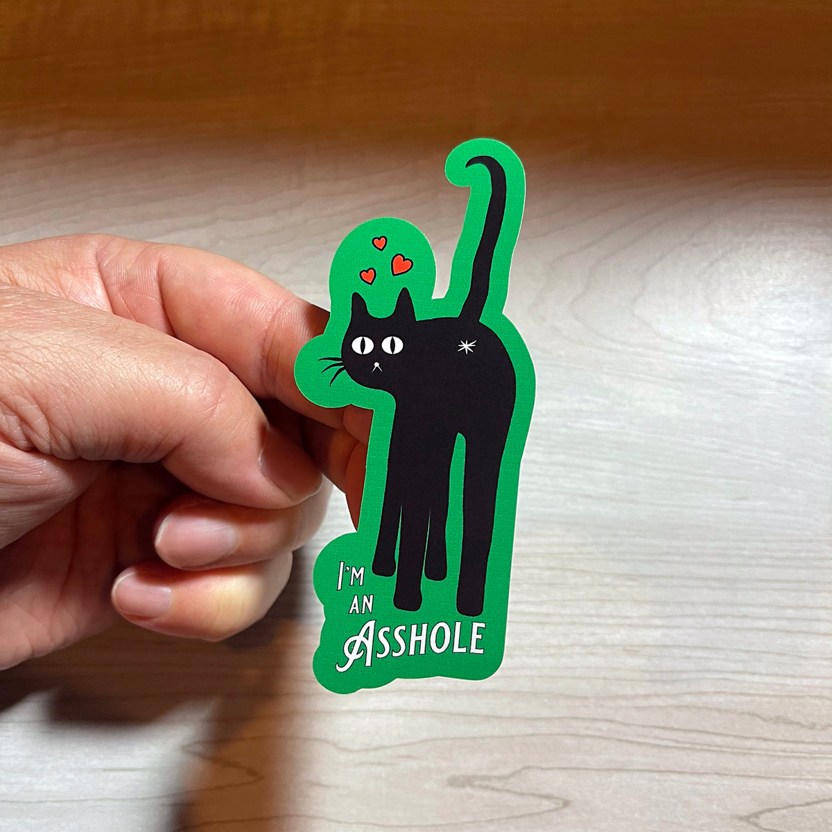 I'm an As*hole! Black Cat With Hearts Vinyl Sticker!