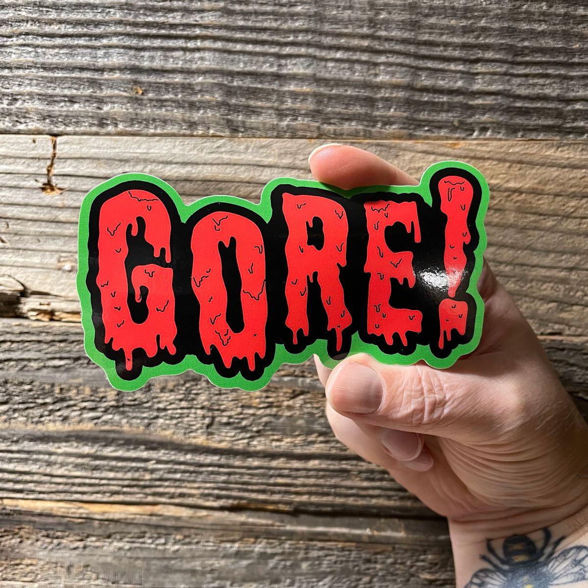GORE! Vinyl Sticker! Lrg 5.25" long horror sticker!
