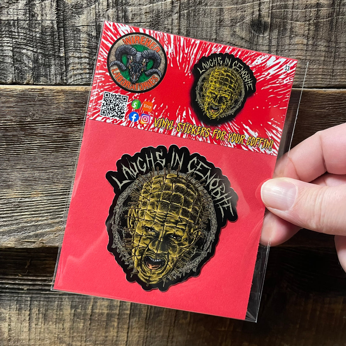 Hellraiser Pinhead "Laughs in Cenobite" Vinyl Sticker 3" version