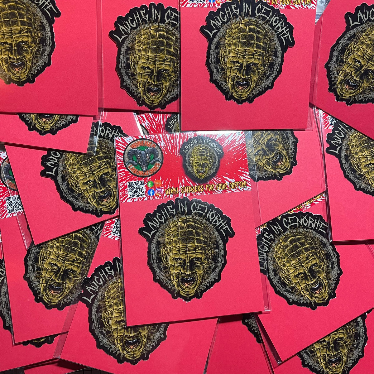 Hellraiser Pinhead "Laughs in Cenobite" Vinyl Sticker 3" version