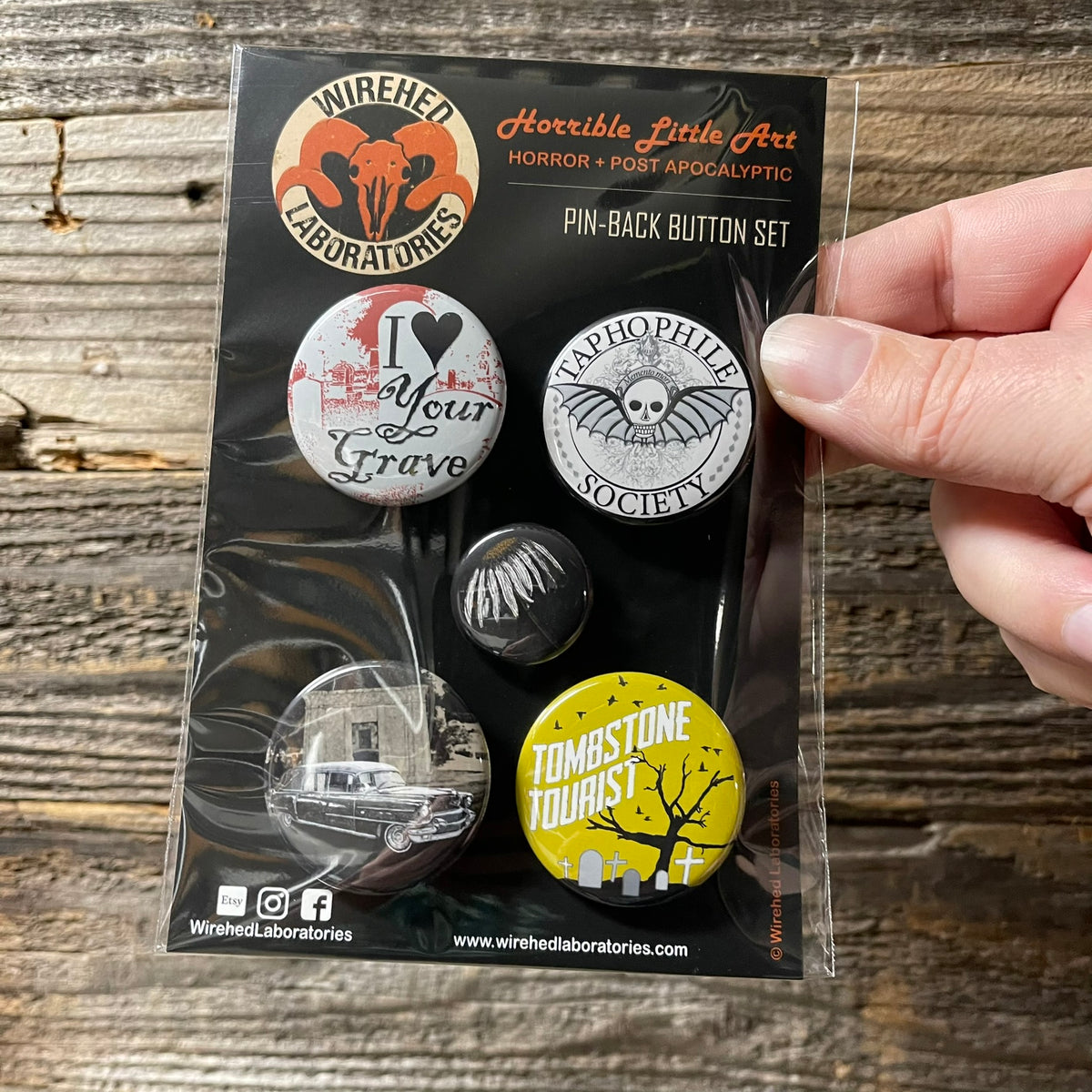 Cemetery Lover & Taphophile FIVE Pinback Button set!