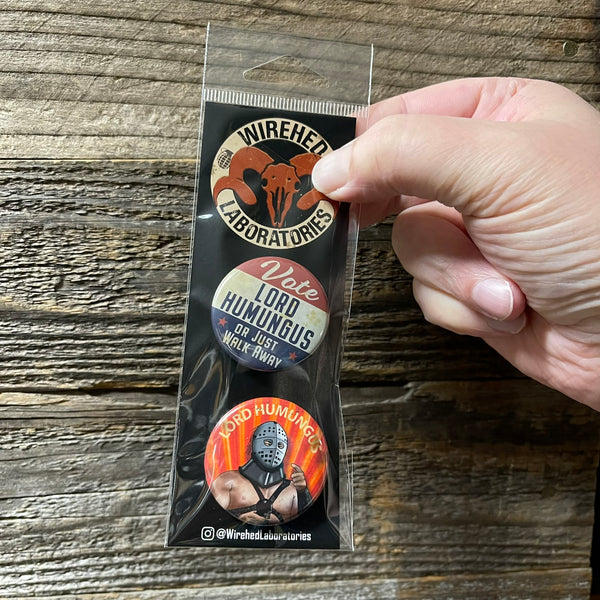 VOTE Lord Humungus! 2 Pinback Button Set!