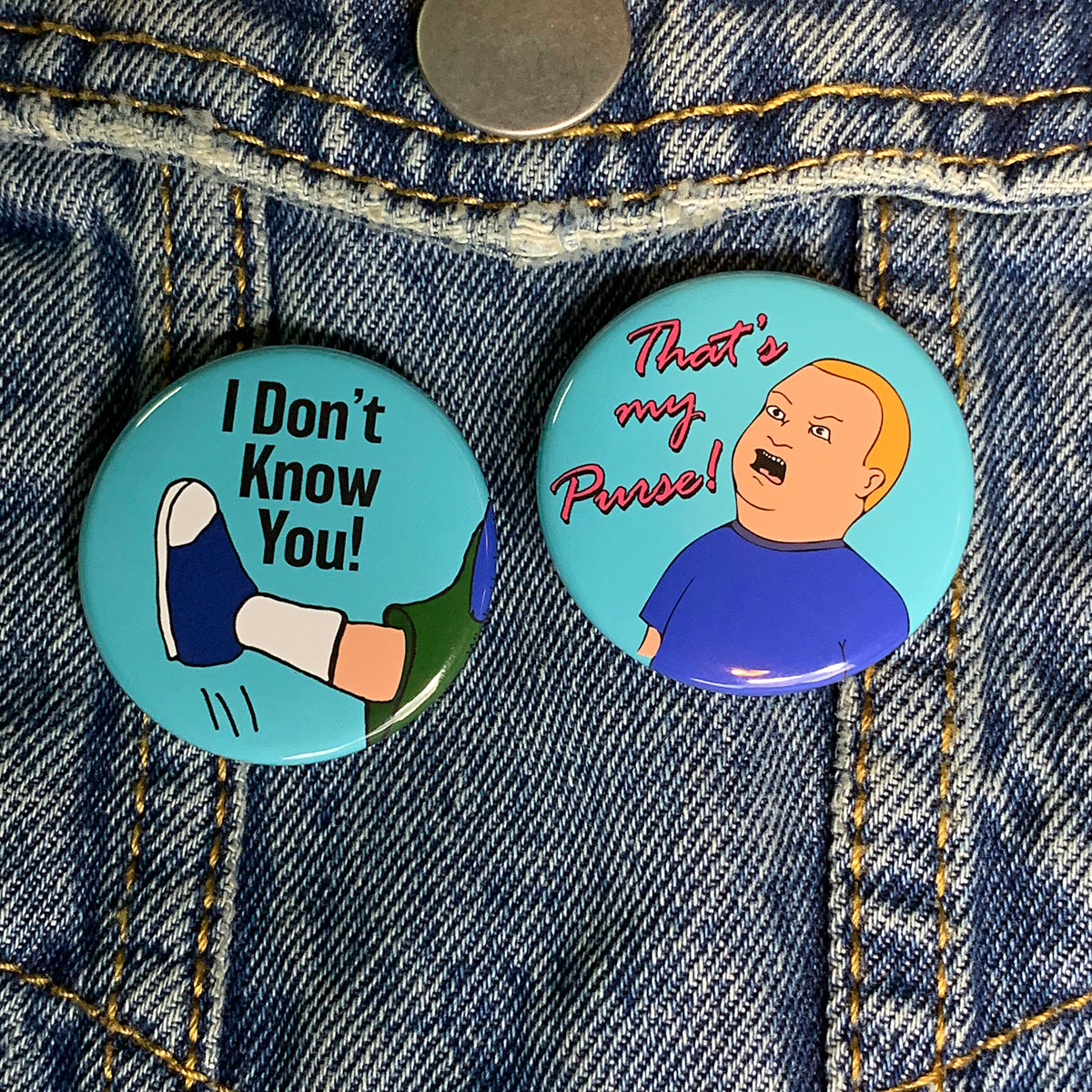 Bobby Hill "That's My Purse!" TWO Pinback Button Set!