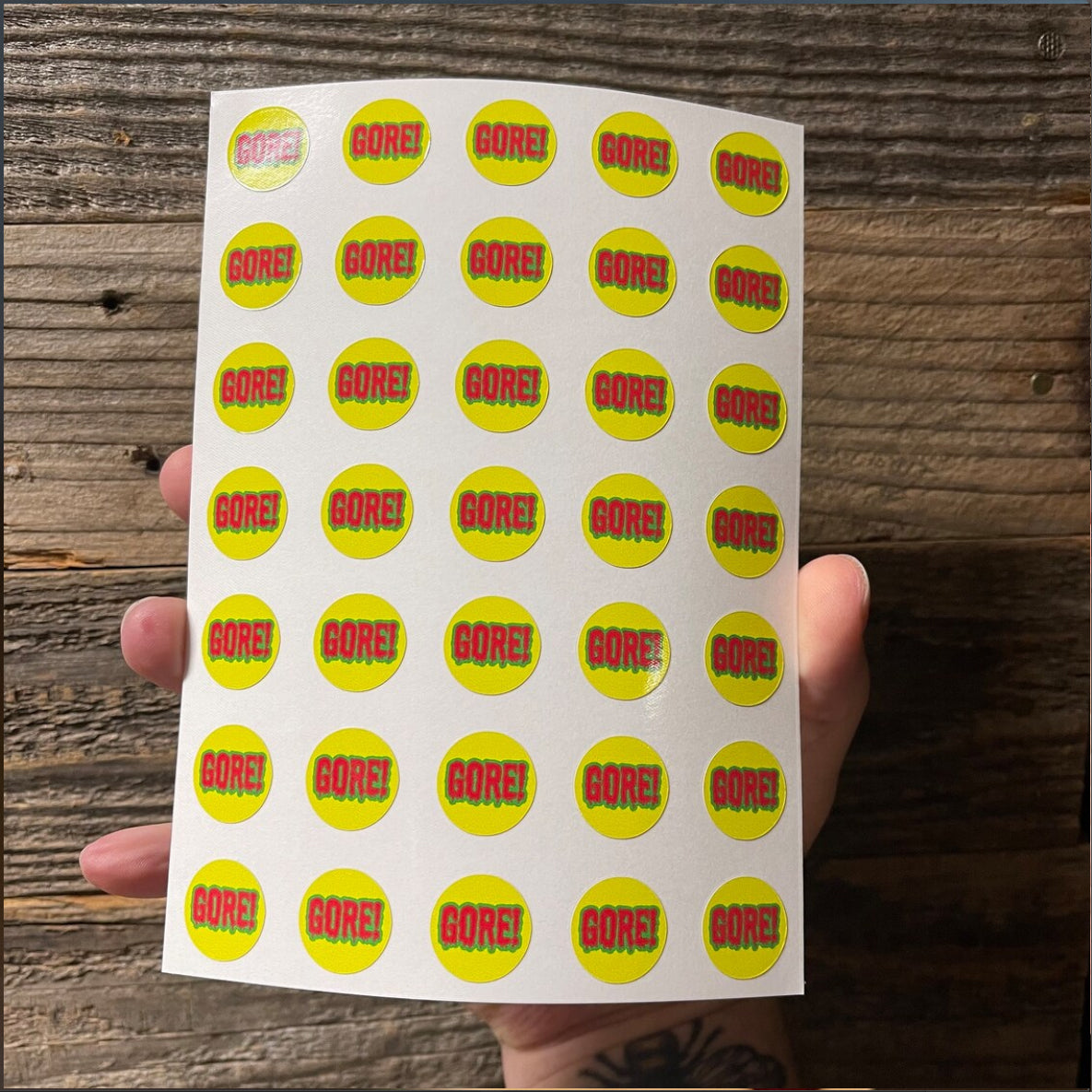 GORE! Section Sticker Sheet! 1 sheet of Thirty-five (35) 3/4" vinyl stickers!