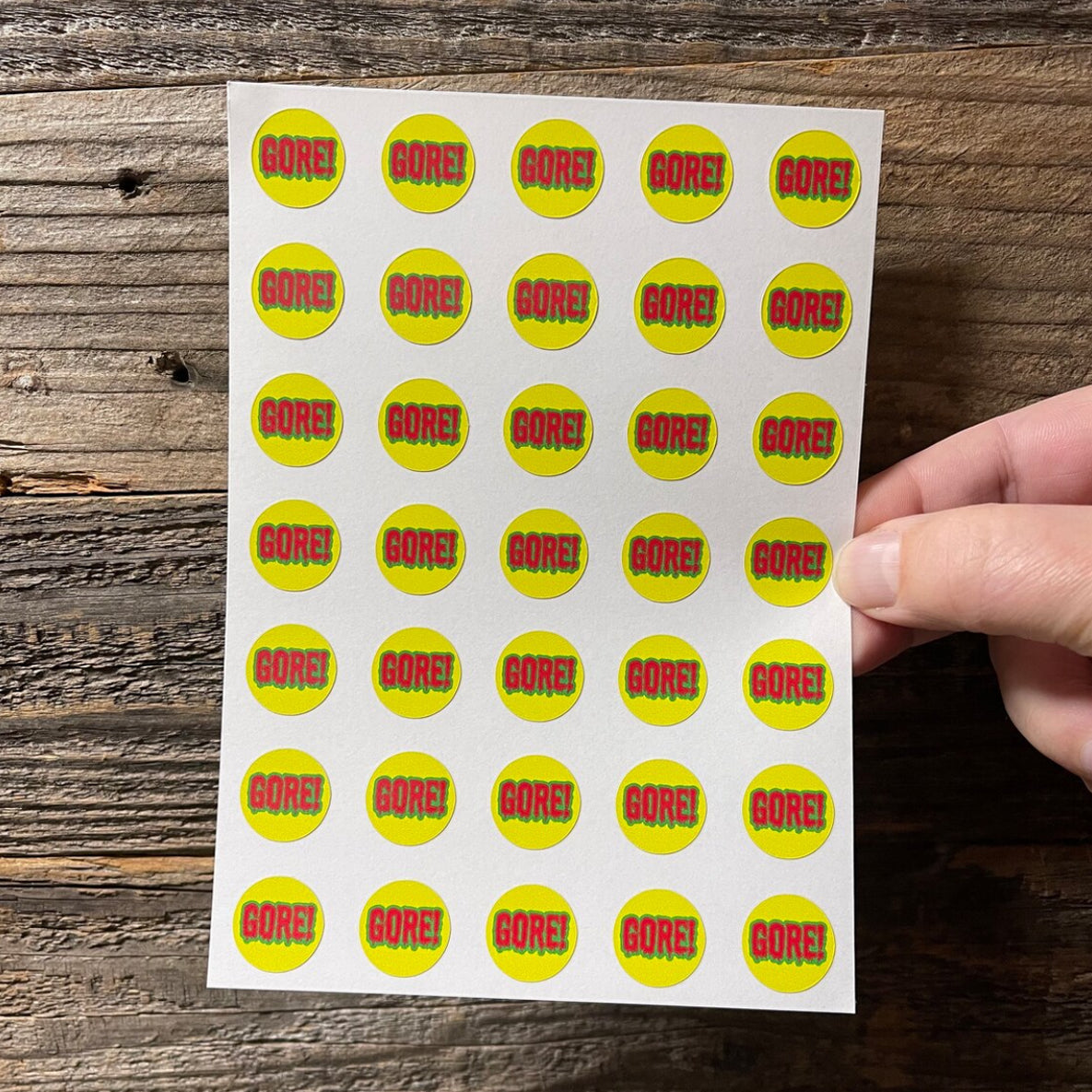 GORE! Section Sticker Sheet! 1 sheet of Thirty-five (35) 3/4" vinyl stickers!