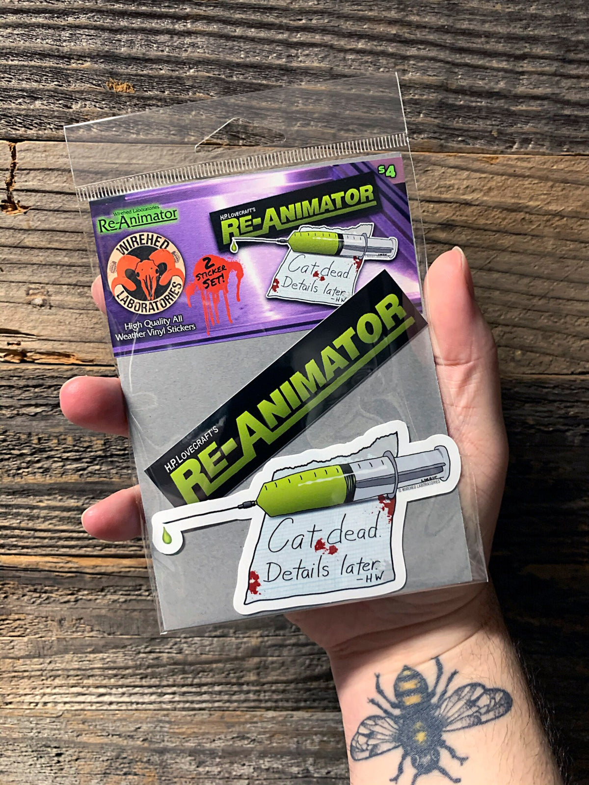 Re-animator Horror Movie Stickers! Die-cut, All Weather Vinyl Decals 4" TWO Sticker Set!