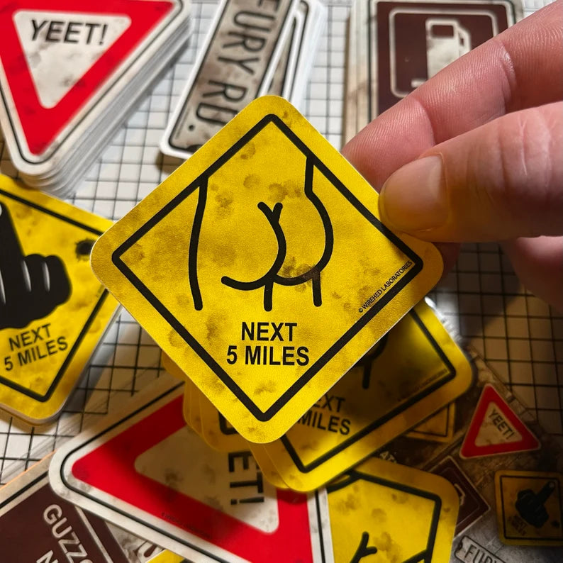 Wasteland Road Sign Stickers! 5 Pack!