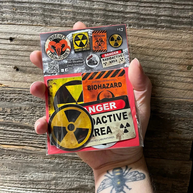 Radiation Warning Sticker Set! 5 Sticker pack!