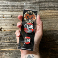 Warning Feral! Opossum Pinback Buttons!