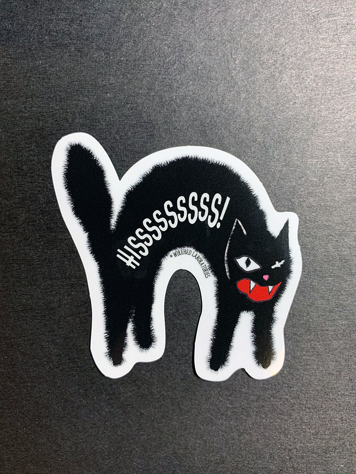 Hissing Black Cat Sticker!