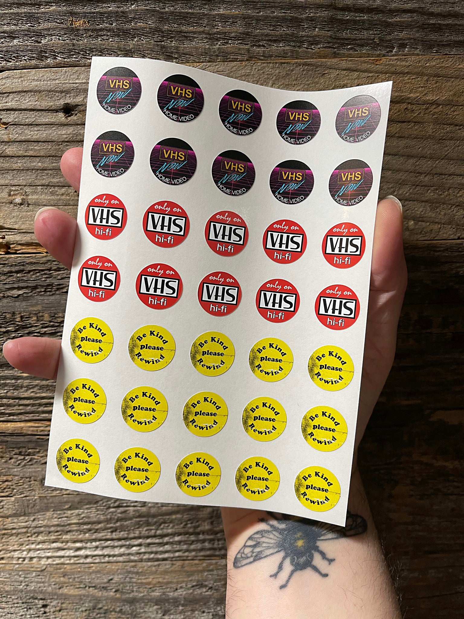 VHS Sticker Sheet! 1 sheet of Thirty-five (35) 3/4