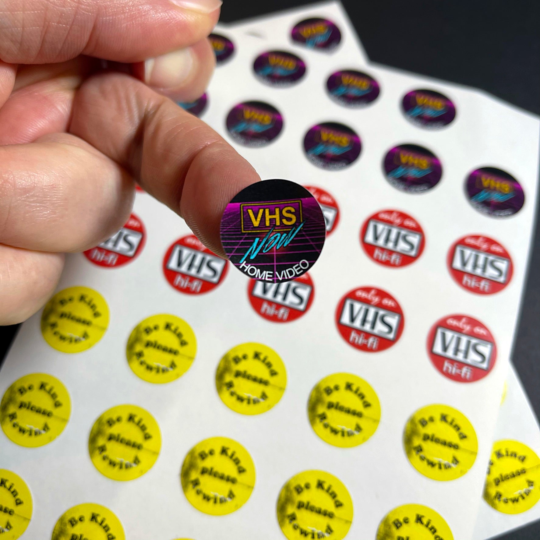 VHS Sticker Sheet! 1 sheet of Thirty-five (35) 3/4