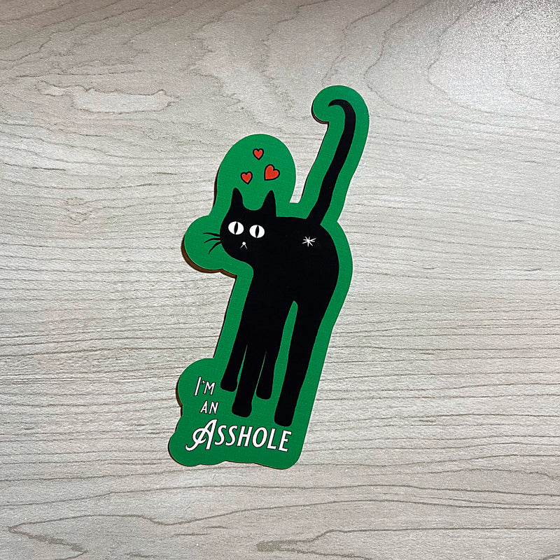 I'm an As*hole! Black Cat With Hearts Vinyl Sticker!
