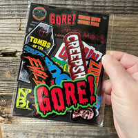 GORE! Horror Movie Logo Sticker 12 PACK!
