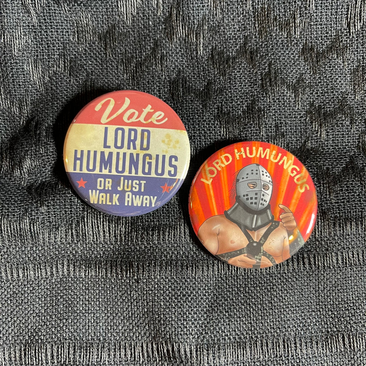 VOTE Lord Humungus! 2 Pinback Button Set!
