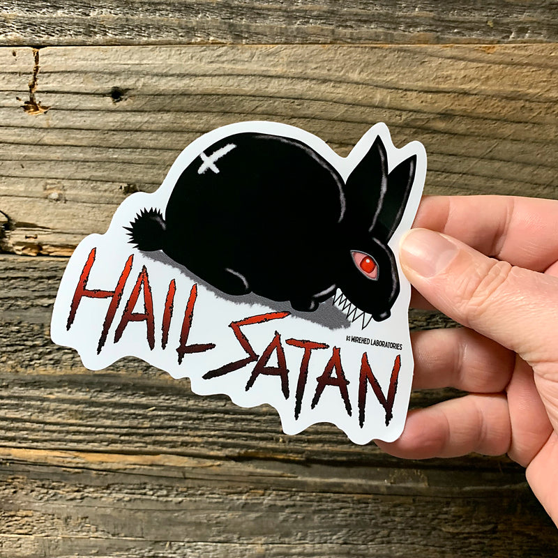 Hail Satan Critter Stickers! THREE pack! Bunny, Goat, Cat!
