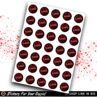 Slasher Section Sticker Sheet! 1 sheet of Thirty-five (35) 3/4" vinyl stickers!